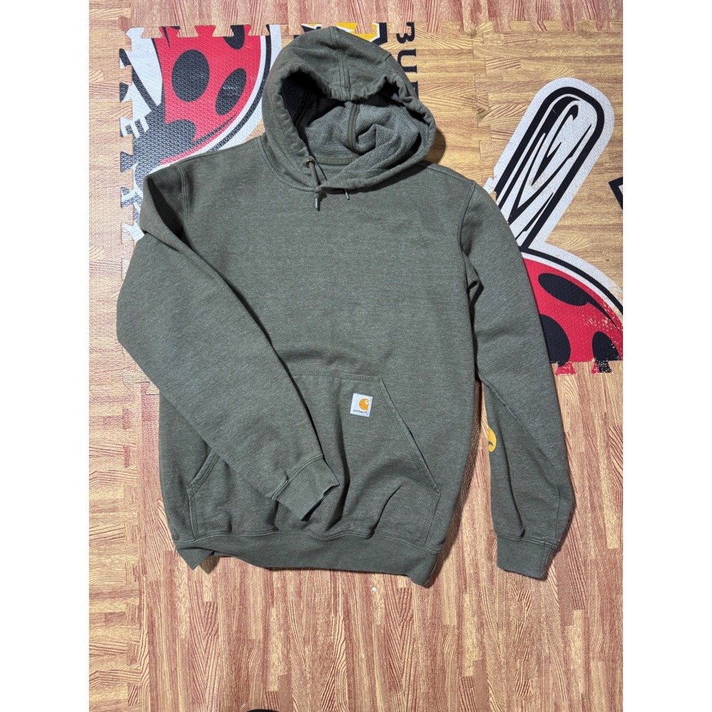 Carhartt Mens Small Original Fit Midweight Hooded Logo Sweatshirt Olive Green